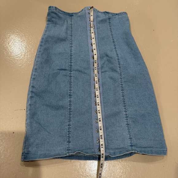 SHEIN Light Blue Denim corset mini skirt size S stretchy NWOT going out party - Picture 6 of 10